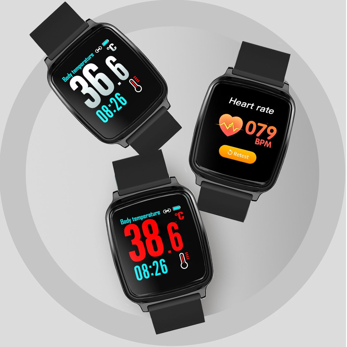 Smartwatch bluetooth cu termometru nivel oxigen tensiune arteriala 15 functii iosandroid  lcd 1.3” tft ip67