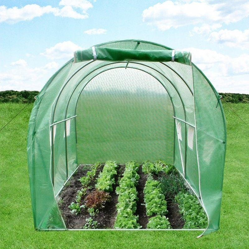 Solar tip tunel pentru gradina 4.5x3-2 m ferestre 2 intrari sera 13.5 mp cadru otel