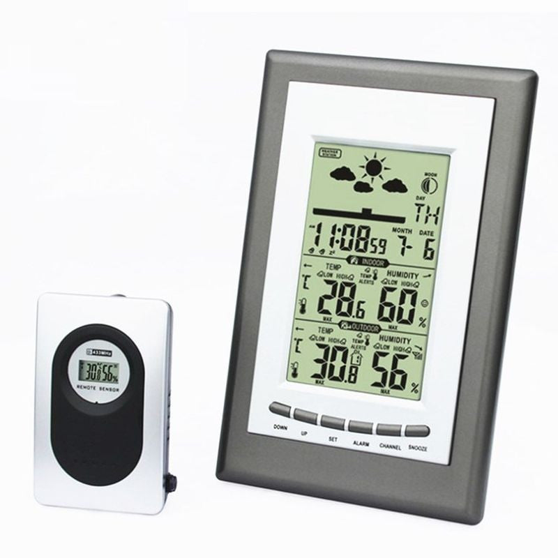 Statie meteo cu emitator e-tern lcd alarma snooze ceas calendar