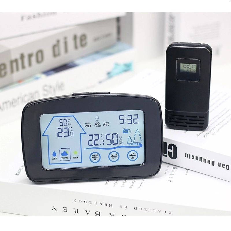Statie meteo lcd senzor wireless exterior umiditate ceas digital cu alarma
