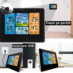 Statie meteo wireless senzor extern lcd color alarma calendar fazele lunii