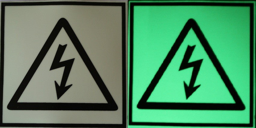 Stiker Semn de Avertizare Pericol Electrocutare Fosforescent 10-10 cm