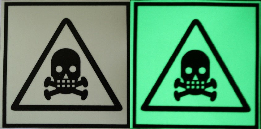 Stiker Semn de avertizare Substante Toxice Fosforescent 10-10 cm