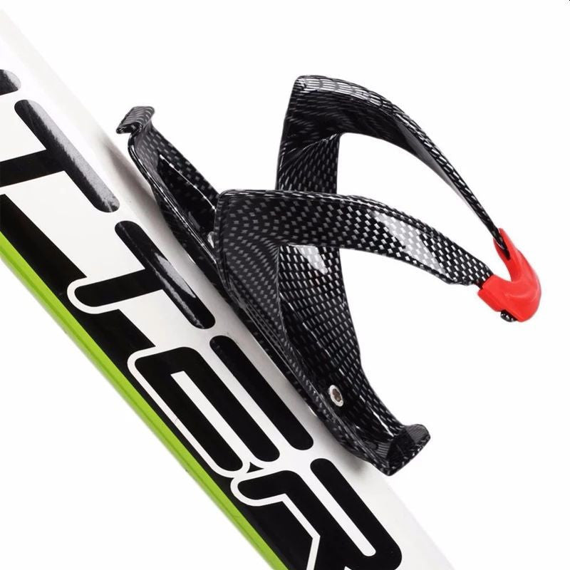 Suport bidon apa bicicleta universal constructie solida 8-14-8cm negru-rosu