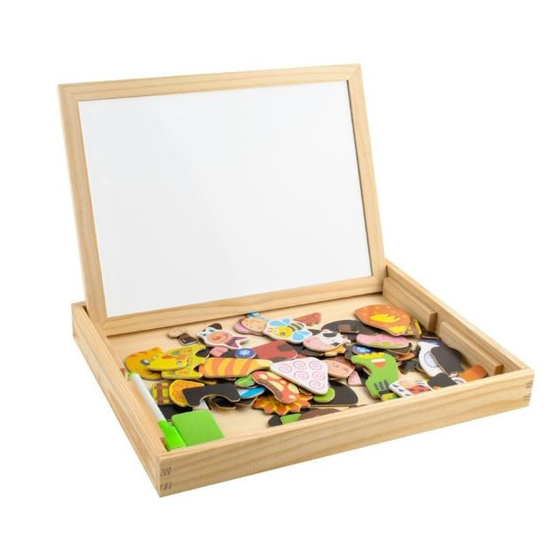 Tablita magnetica 2 fete 108 piese puzzle magnetice marker creta burete