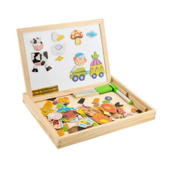Tablita magnetica 2 fete 108 piese puzzle magnetice marker creta burete