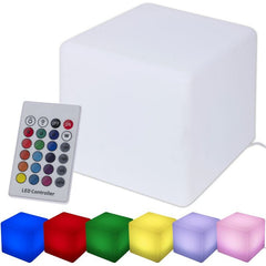 Taburet tip cub 35x35 cm iluminare in 16 culori 4 moduri telecomanda