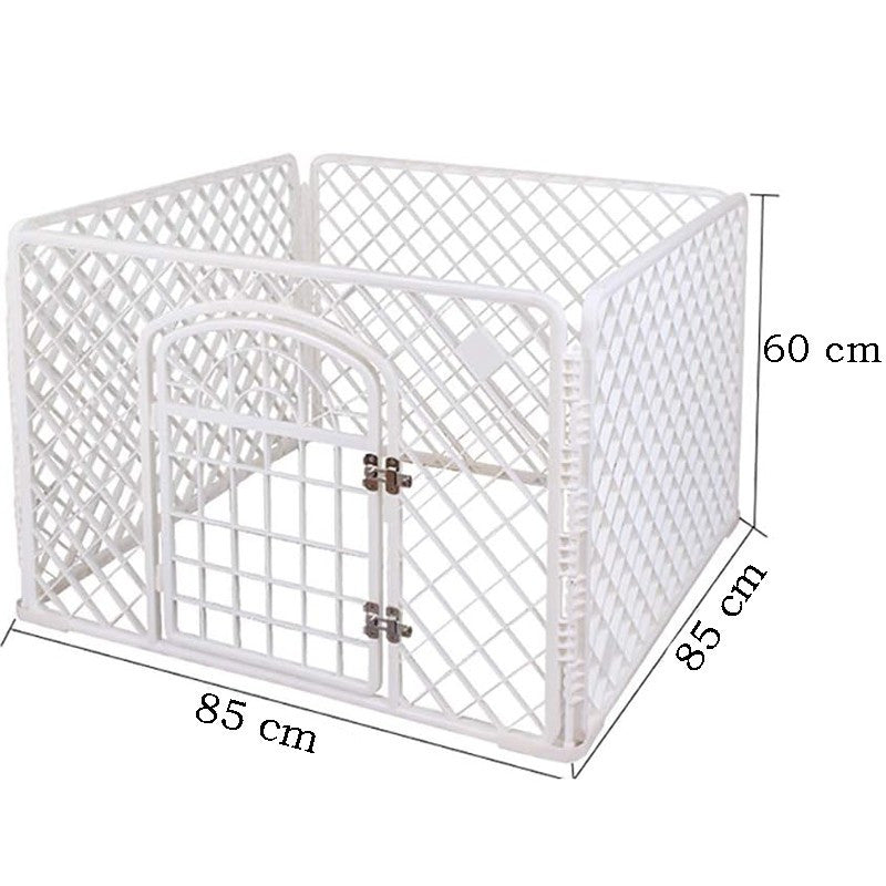 Tarc animale companie portabil 4 panouri usa cu inchidere dubla 85x85x60 cm alb