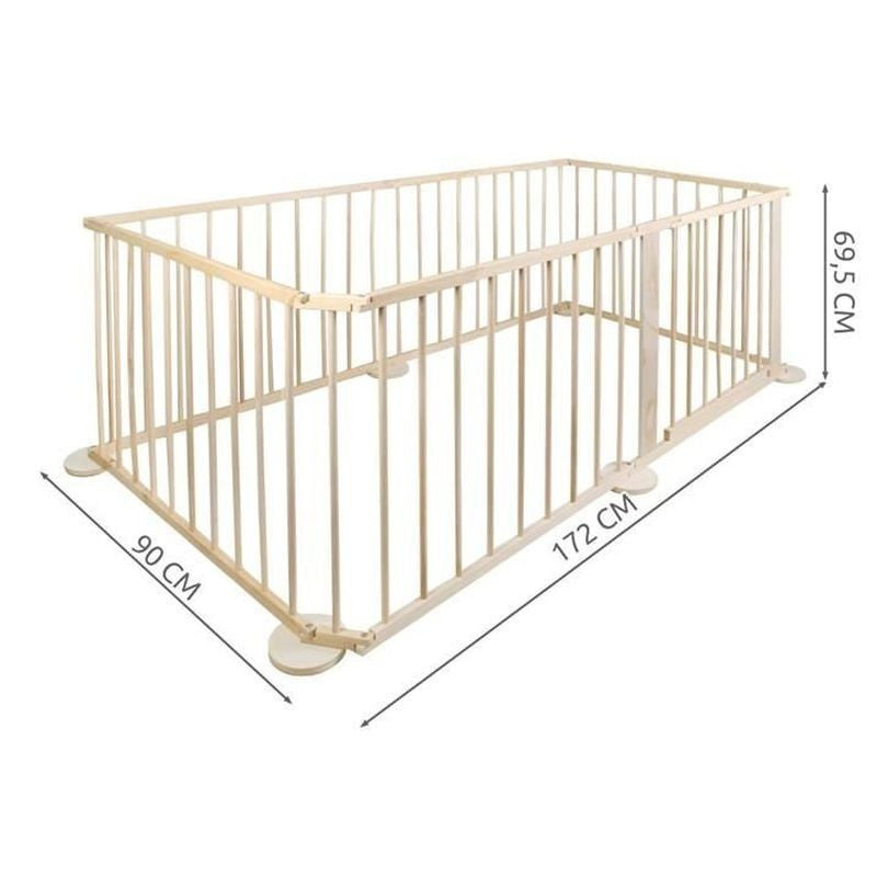 Tarc de joaca pliabil 6 segmente lemn pin 172-90-695 cm suprafata 5.4 mp