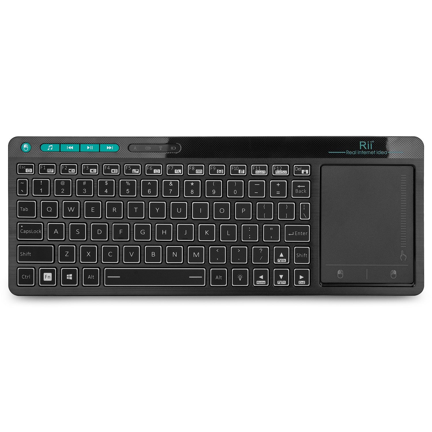 Tastatura multimedia Wireless cu Mouse Pad, iluminata LED RGB, USB, Rii Kombo