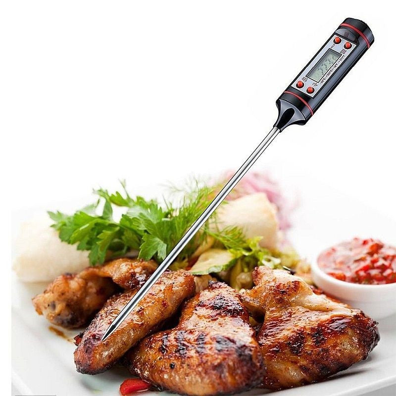 Termomentru digital alimentar pentru bucatarie preparate alimentare si bauturi display sonda otel inoxidabil suport