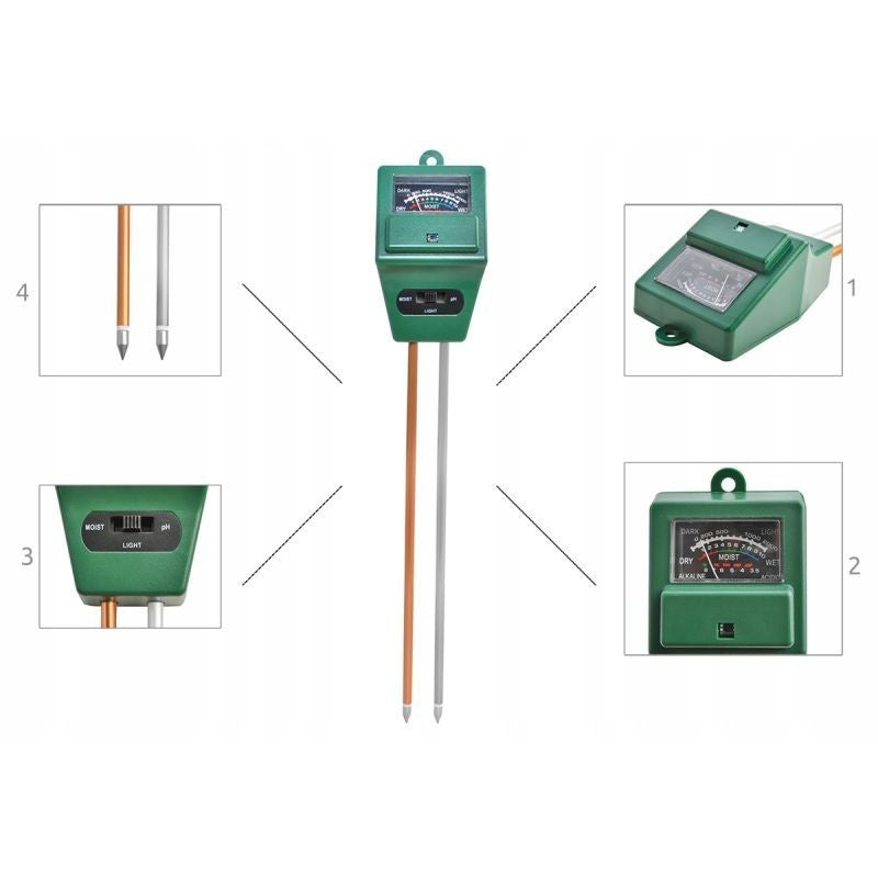Tester pentru sol 3 in 1 ph umiditate lumina 2 sonde inaltime 29.3 cm