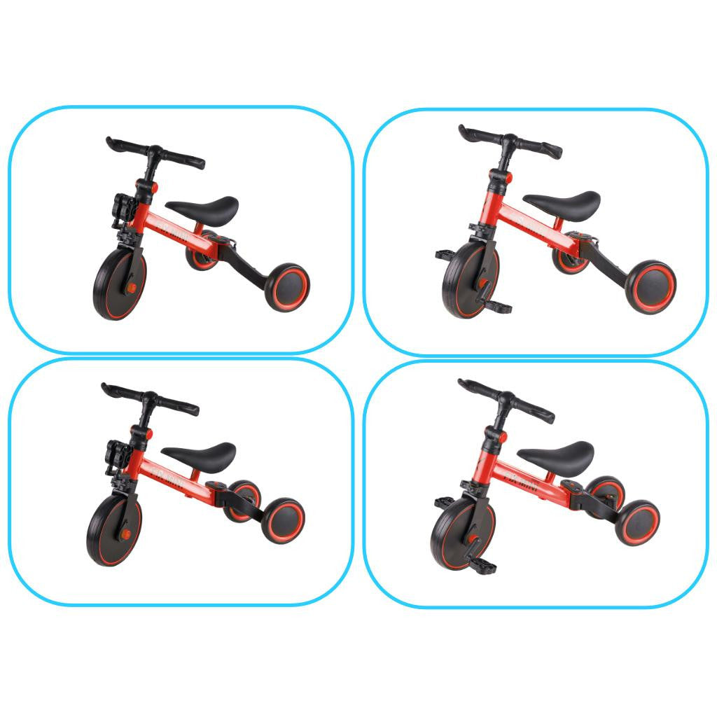 Tricicleta reglabila 3in1 pentru copii culoare rosie, Tenshop