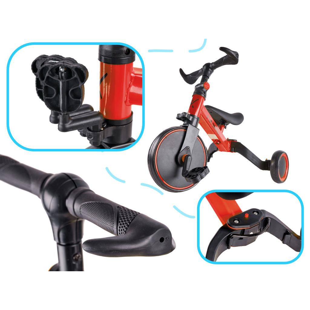 Tricicleta reglabila 3in1 pentru copii culoare rosie, Tenshop