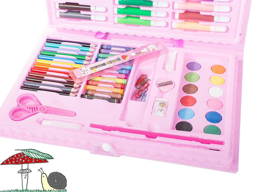 Trusa pictura si desen pentru fetite set 86 piese, roz