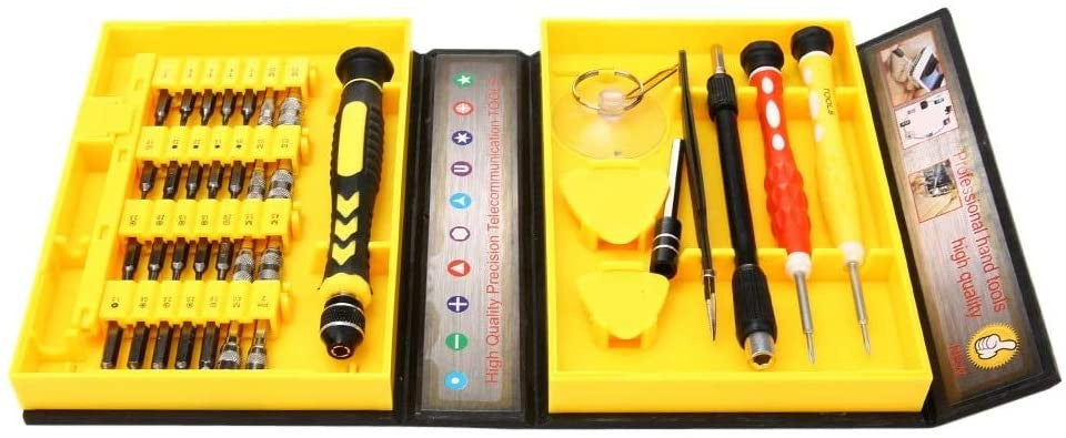 Trusa reparat smartphone-uri 38 piese surubelnite penseta carcasa depozitare