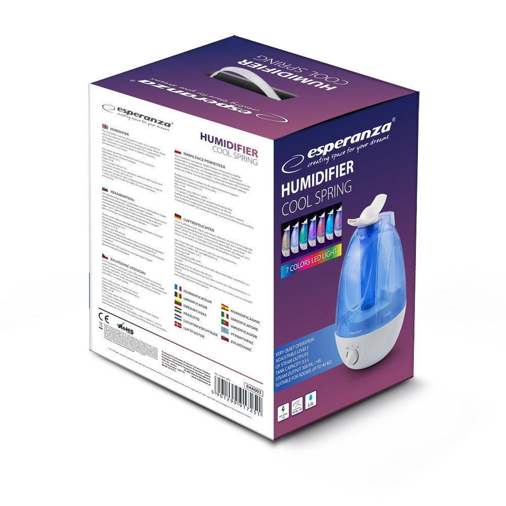 Umidificator aer rezervor 3.5 l cu Lampa de Veghe 7 culori Esperanza