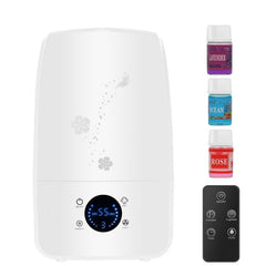 Umidificator ultrasunete cu ionizator aromaterapie panou tactil telecomanda 3 uleiuri esentiale incluse