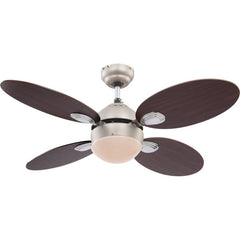 Ventilator de tavan cu Lustra e14 60w palete Cires-Nuc reversibil intrerupator lant