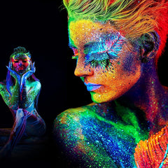 Vopsea glow uv albastru neon formula non-toxica pentru body painting recipient 25 ml
