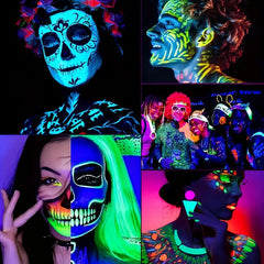 Vopsea glow uv albastru neon formula non-toxica pentru body painting recipient 25 ml
