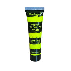 Vopsea glow uv galben neon pentru body painting cantitate 25 ml pe baza de apa