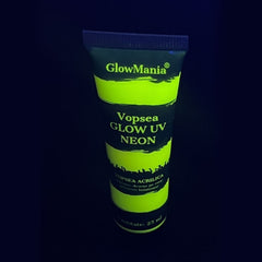 Vopsea glow uv galben neon pentru body painting cantitate 25 ml pe baza de apa