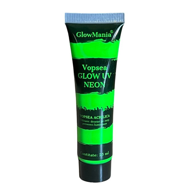 Vopsea glow uv neon pentru body painting cantitate 25 ml verde