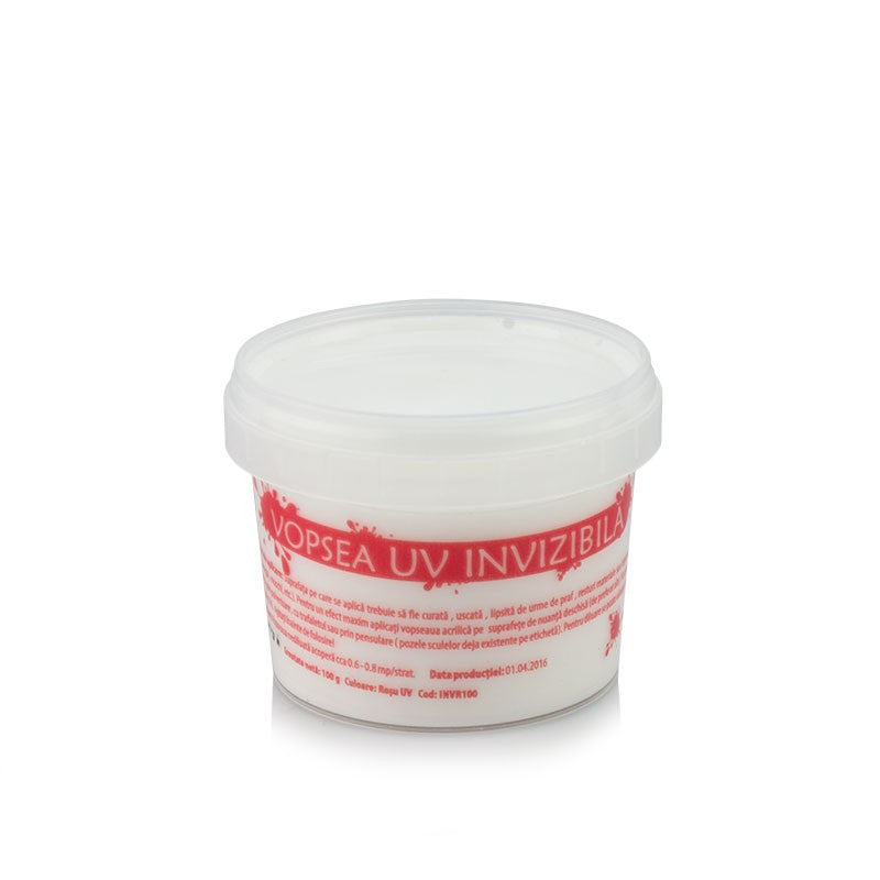 Vopsea invizibila fluorescenta reactiva uv transparenta rosie recipient 750 g